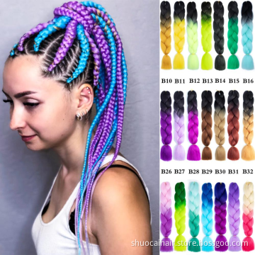 Jumbo Braiding Hair Extensions For Women 24 Inches 100g 60 Colors High Temperature Fiber Synthetic Braiding Hair Crochet Hair